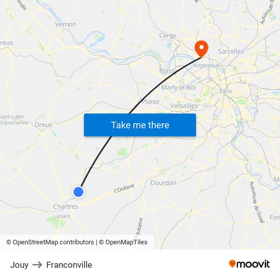 Jouy to Franconville map