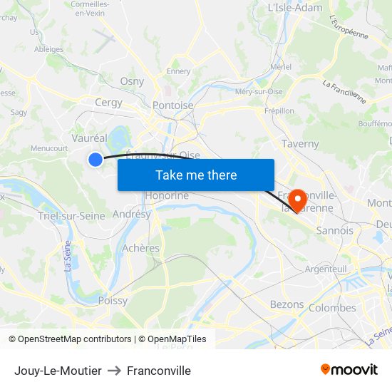Jouy-Le-Moutier to Franconville map