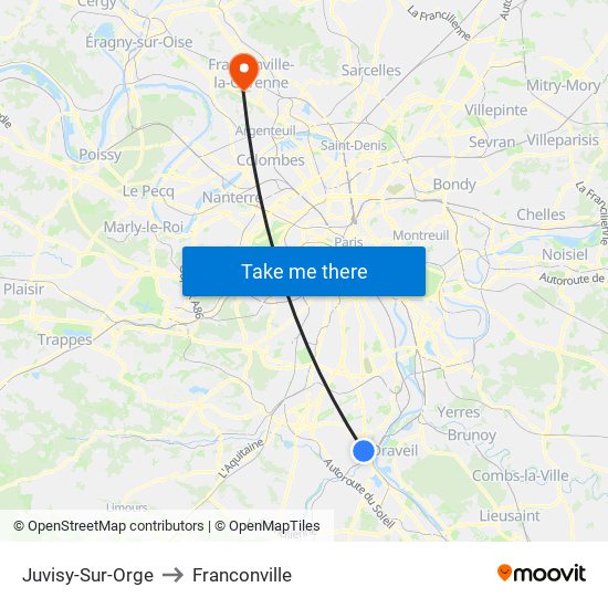 Juvisy-Sur-Orge to Franconville map