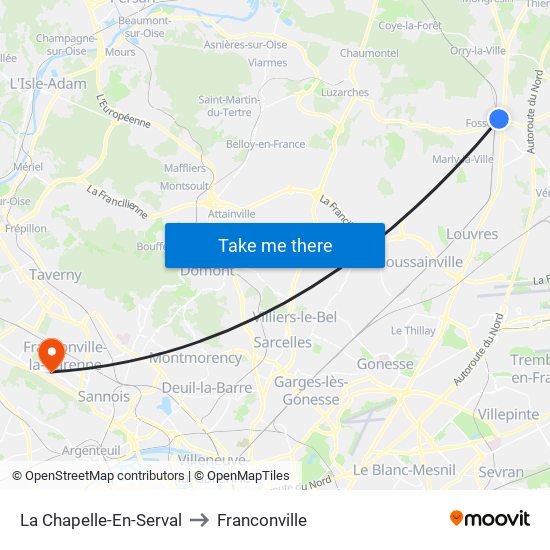 La Chapelle-En-Serval to Franconville map