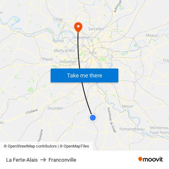 La Ferte-Alais to Franconville map