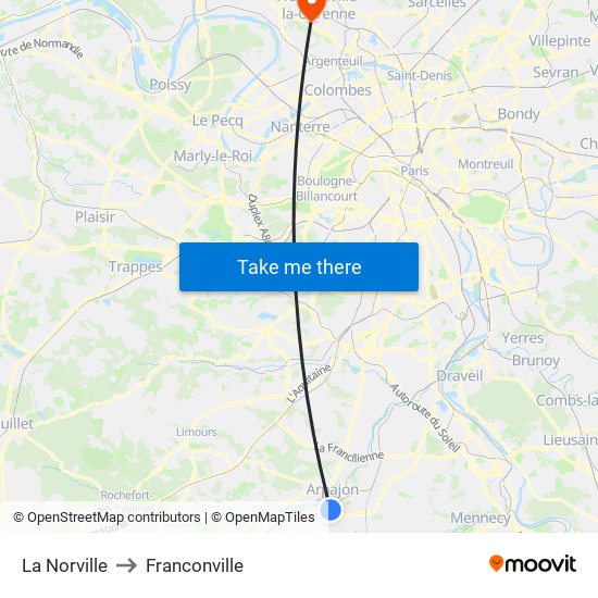La Norville to Franconville map