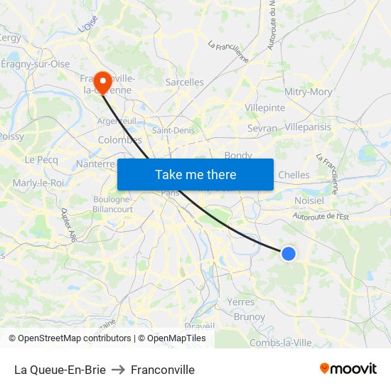 La Queue-En-Brie to Franconville map