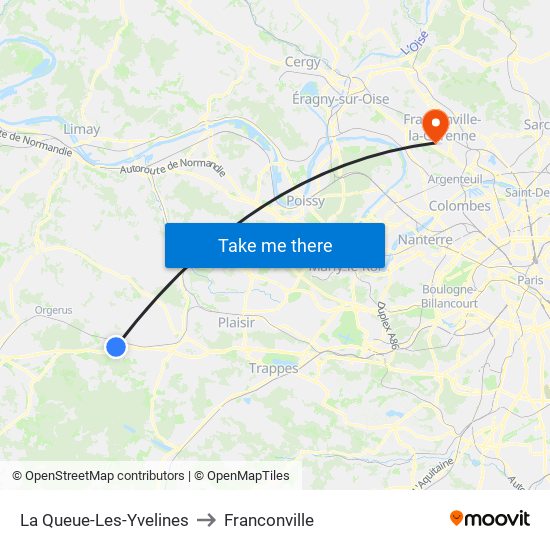 La Queue-Les-Yvelines to Franconville map