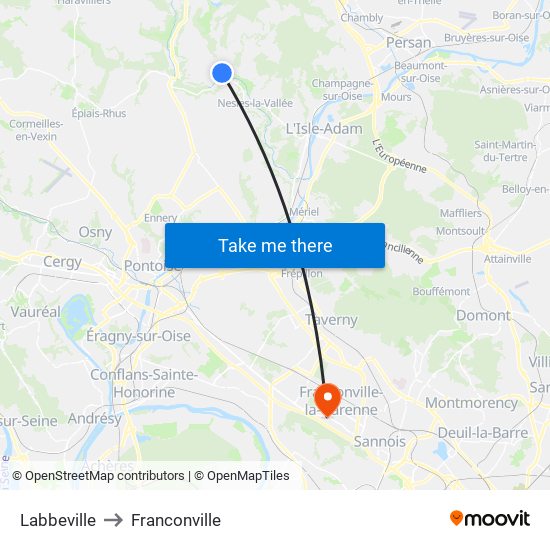 Labbeville to Franconville map