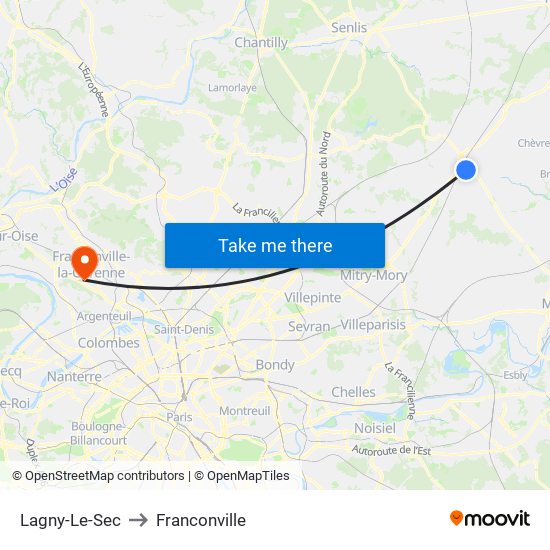 Lagny-Le-Sec to Franconville map