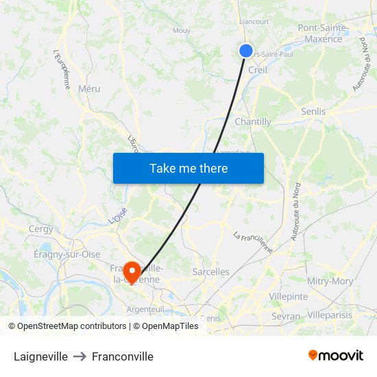 Laigneville to Franconville map