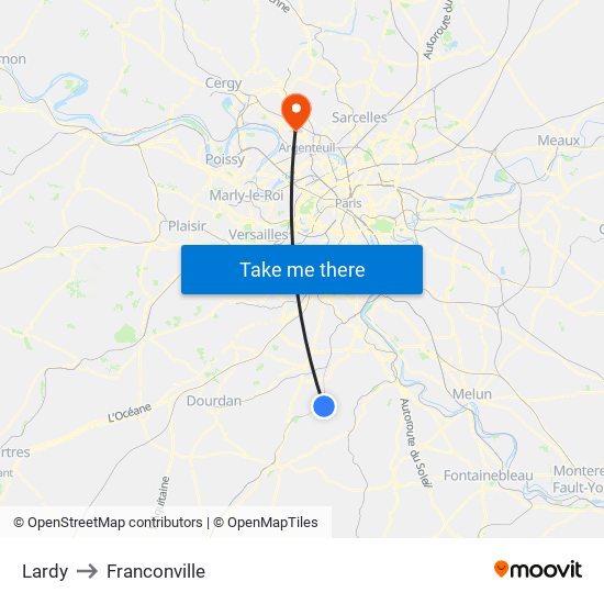 Lardy to Franconville map