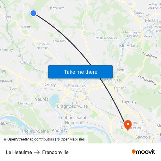 Le Heaulme to Franconville map