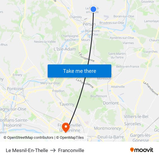 Le Mesnil-En-Thelle to Franconville map