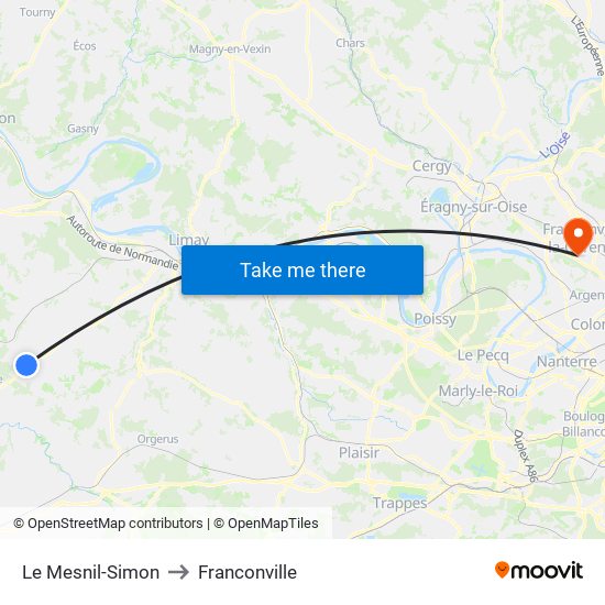Le Mesnil-Simon to Franconville map