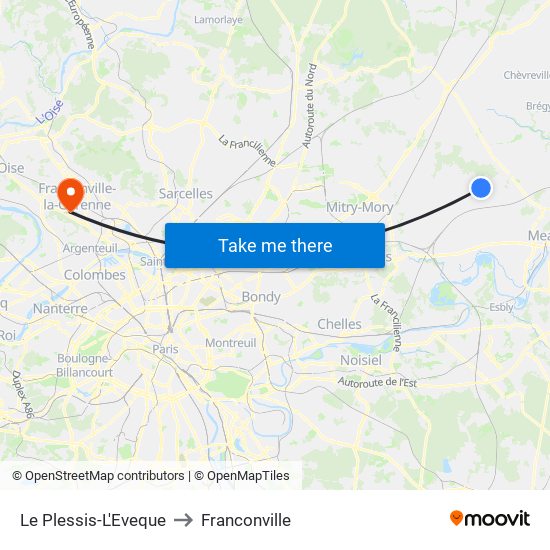 Le Plessis-L'Eveque to Franconville map