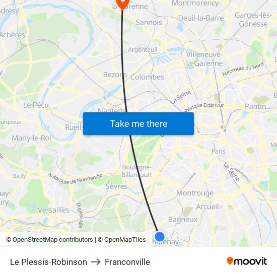Le Plessis-Robinson to Franconville map