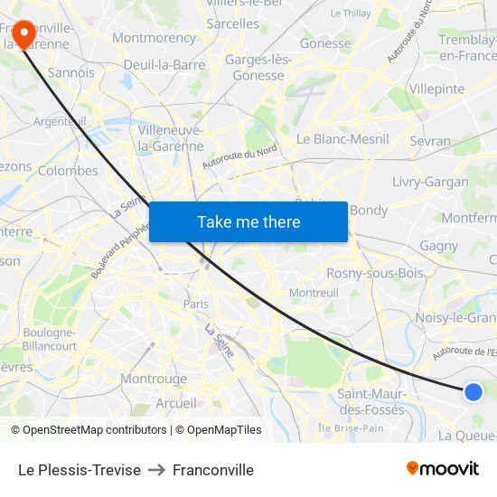 Le Plessis-Trevise to Franconville map