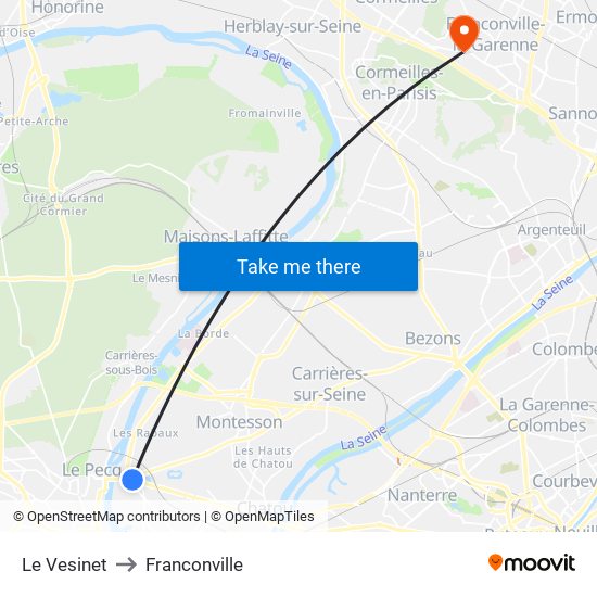 Le Vesinet to Franconville map