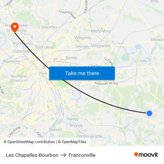 Les Chapelles-Bourbon to Franconville map