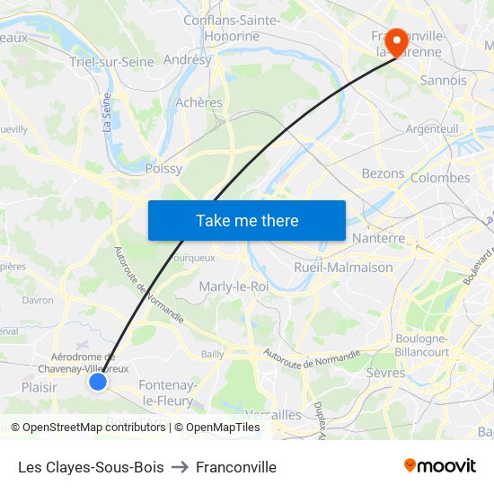 Les Clayes-Sous-Bois to Franconville map