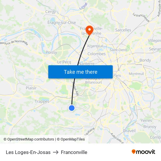 Les Loges-En-Josas to Franconville map