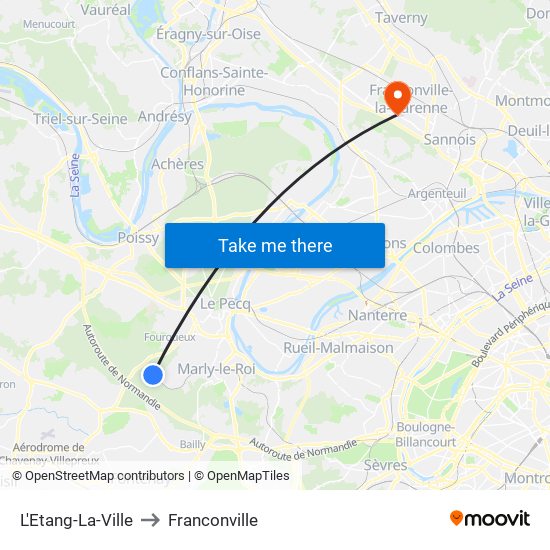 L'Etang-La-Ville to Franconville map