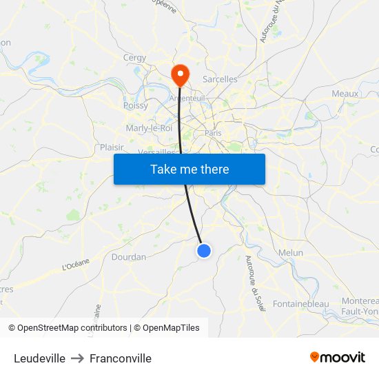 Leudeville to Franconville map