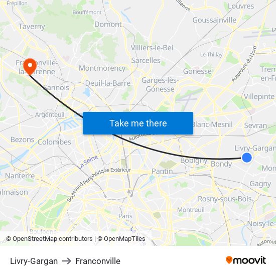 Livry-Gargan to Franconville map