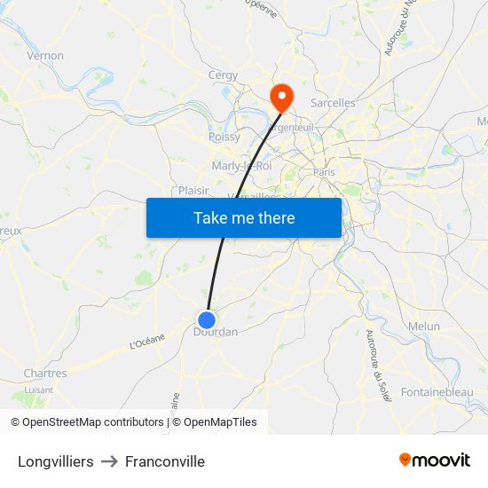 Longvilliers to Franconville map