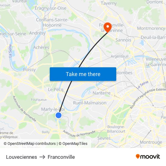 Louveciennes to Franconville map