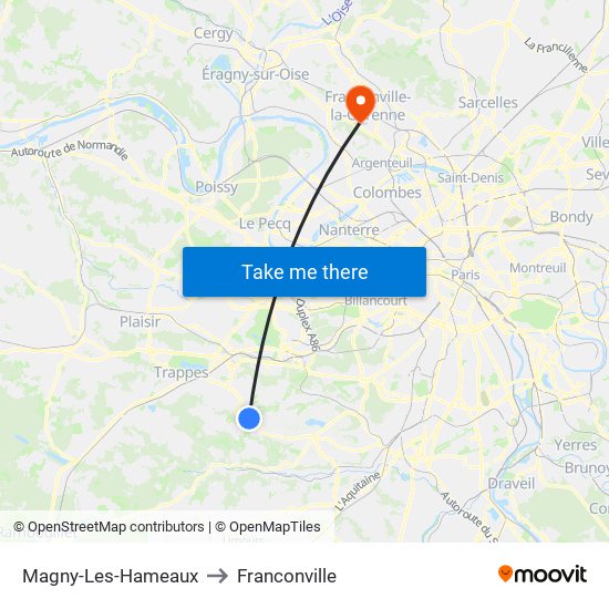 Magny-Les-Hameaux to Franconville map