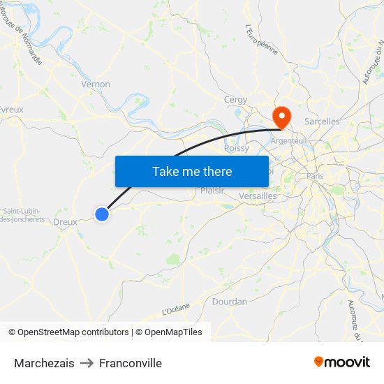 Marchezais to Franconville map