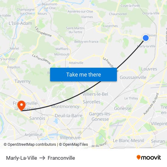 Marly-La-Ville to Franconville map