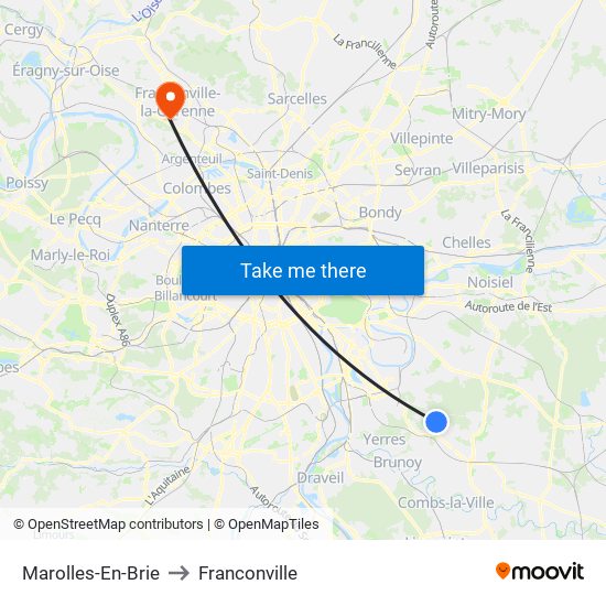 Marolles-En-Brie to Franconville map