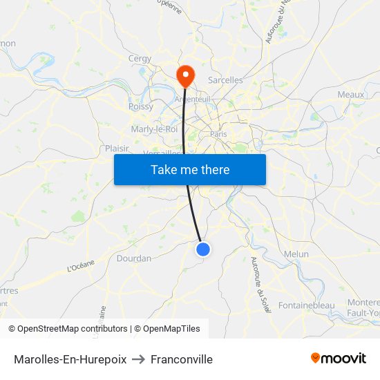 Marolles-En-Hurepoix to Franconville map