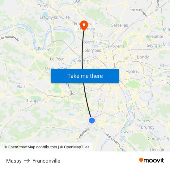 Massy to Franconville map
