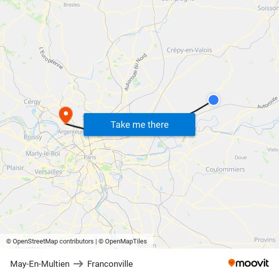 May-En-Multien to Franconville map