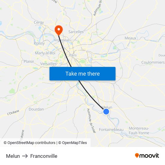 Melun to Franconville map