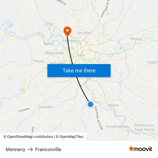 Mennecy to Franconville map