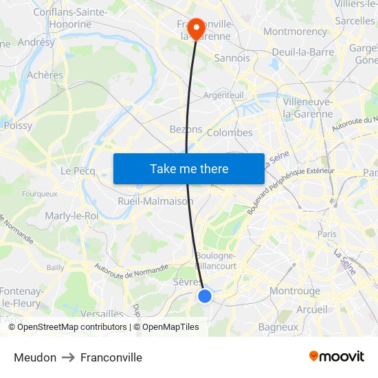 Meudon to Franconville map