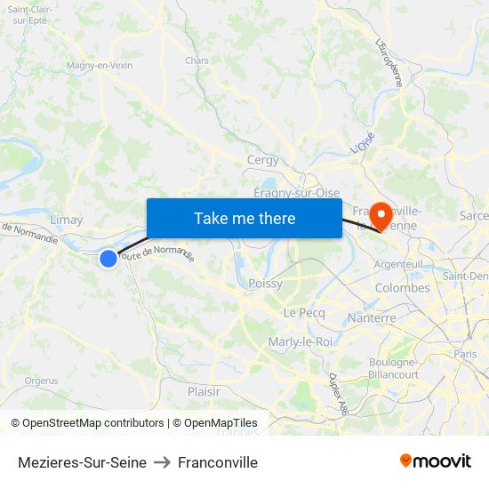 Mezieres-Sur-Seine to Franconville map