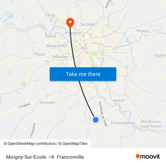 Moigny-Sur-Ecole to Franconville map