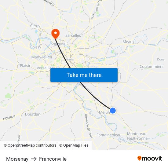 Moisenay to Franconville map