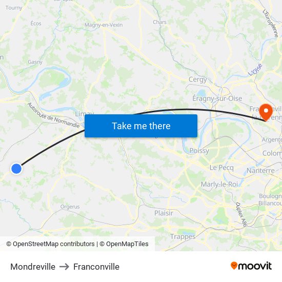 Mondreville to Franconville map