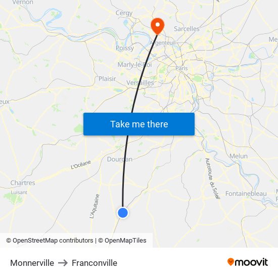 Monnerville to Franconville map