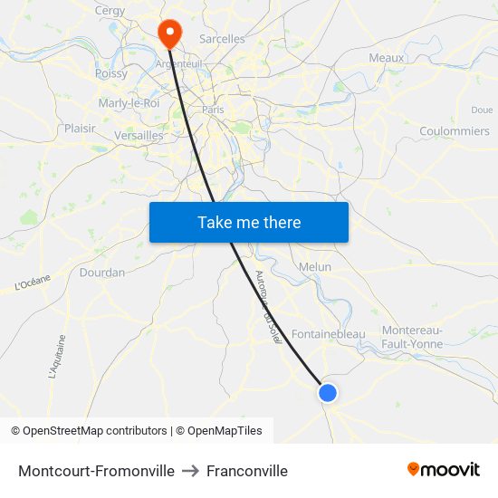 Montcourt-Fromonville to Franconville map