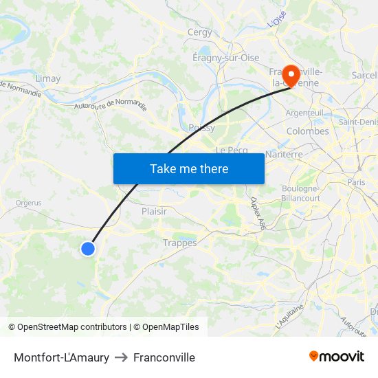 Montfort-L'Amaury to Franconville map
