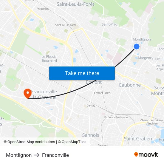 Montlignon to Franconville map