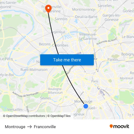 Montrouge to Franconville map