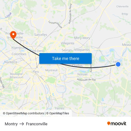 Montry to Franconville map