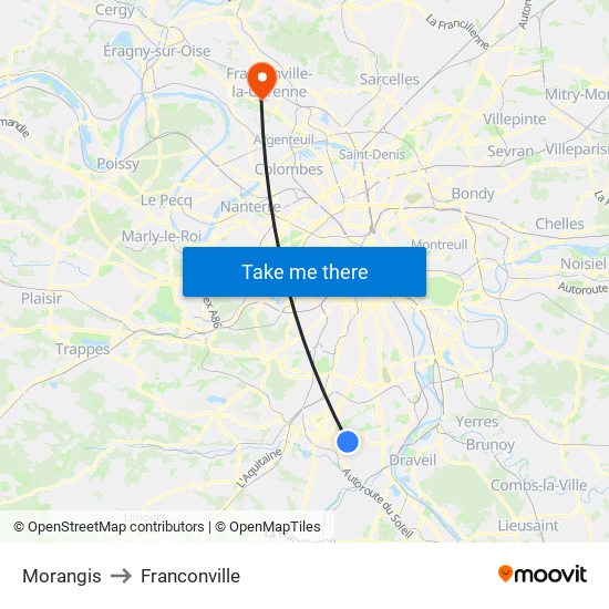 Morangis to Franconville map