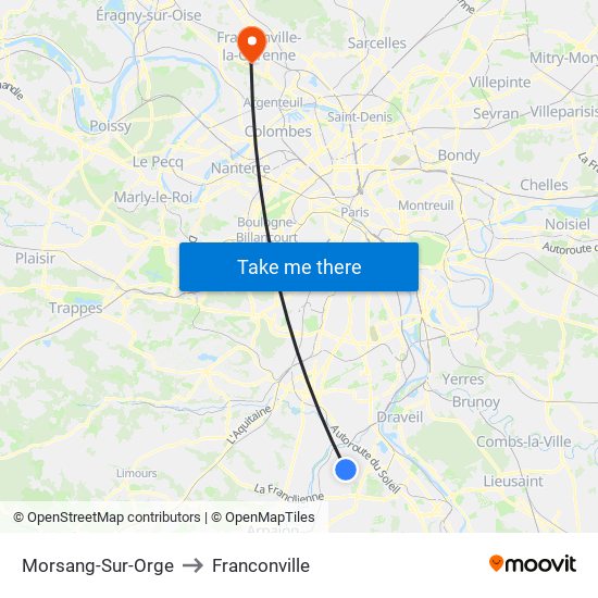 Morsang-Sur-Orge to Franconville map