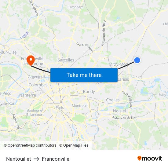 Nantouillet to Franconville map